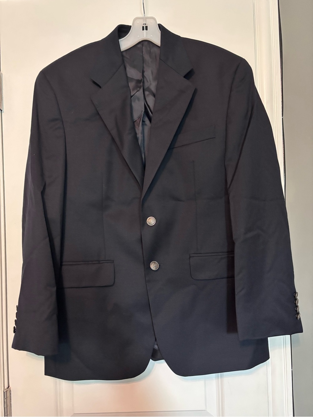 100% cotton Michael Kors Men's Classic Black Two-Button Blazer Size 38 S